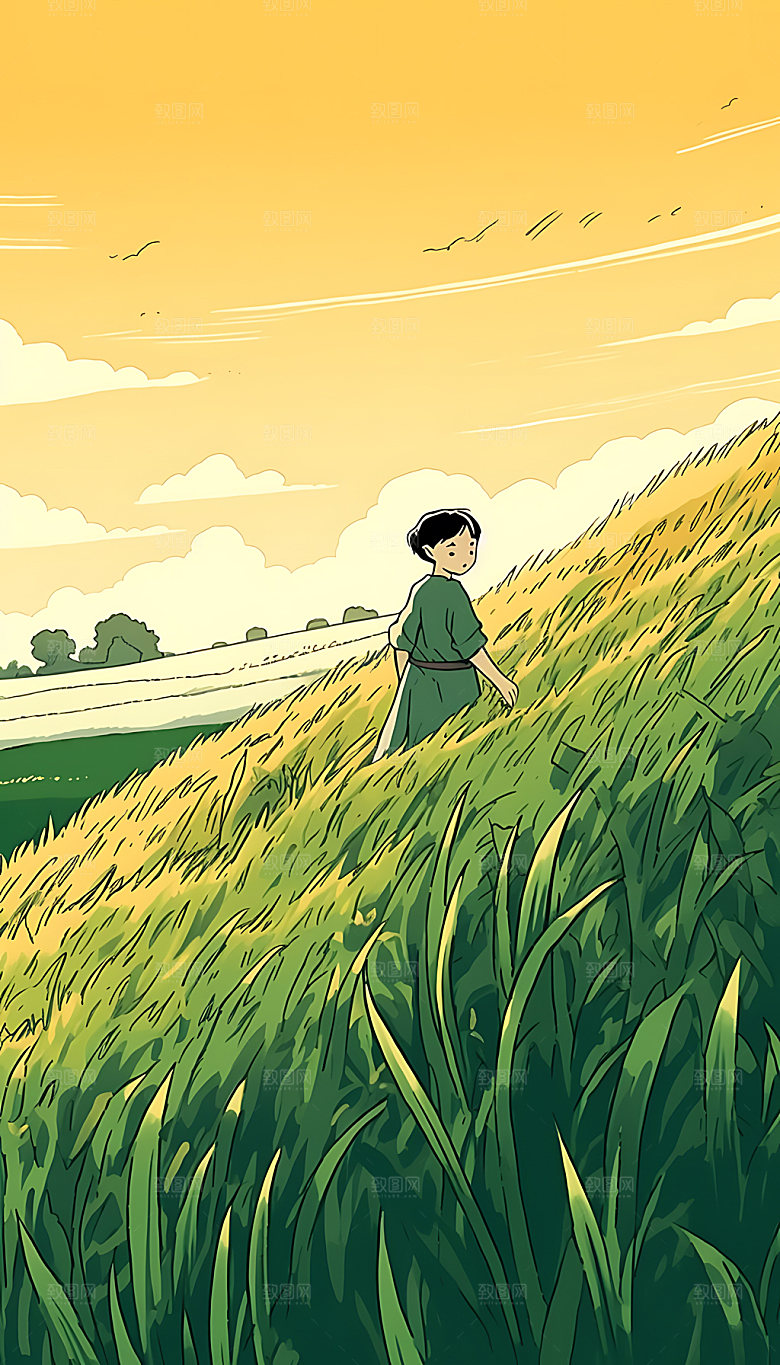 夏至夏日手绘插画