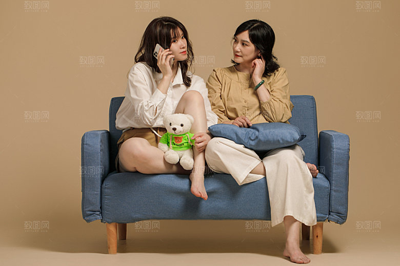母亲节母女家庭摄影图