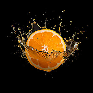 橙汁飞溅果汁饮料摄影图