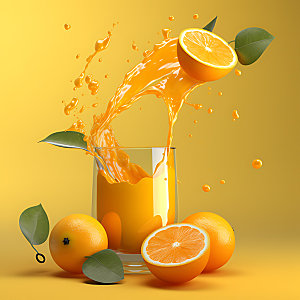 橙汁飞溅饮料橙子摄影图