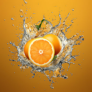 橙汁飞溅饮料创意摄影图
