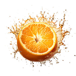 橙汁飞溅果汁橙子摄影图