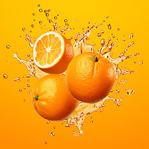 橙汁飞溅创意果汁摄影图