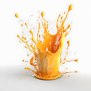 橙汁飞溅果汁特写摄影图