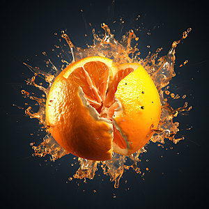 橙汁飞溅果汁创意摄影图