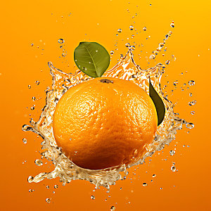 橙汁飞溅饮料创意摄影图