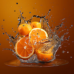 橙汁飞溅果汁创意摄影图