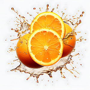 橙汁飞溅果汁橙子摄影图