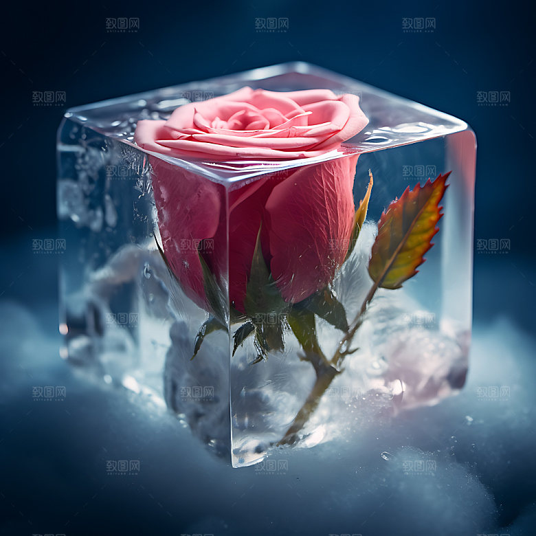 玻璃罩玫瑰优雅精致创意摄影图