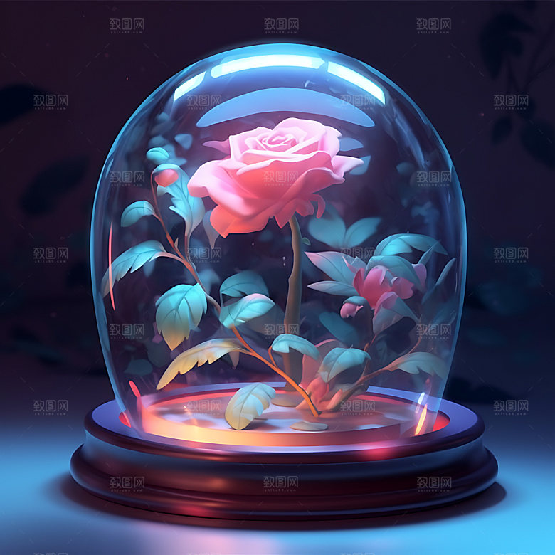 玻璃罩玫瑰精致浪漫创意摄影图