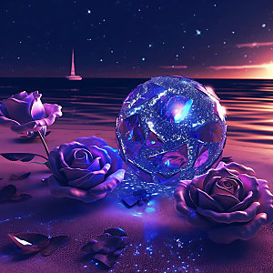 玻璃罩玫瑰神秘优雅创意摄影图