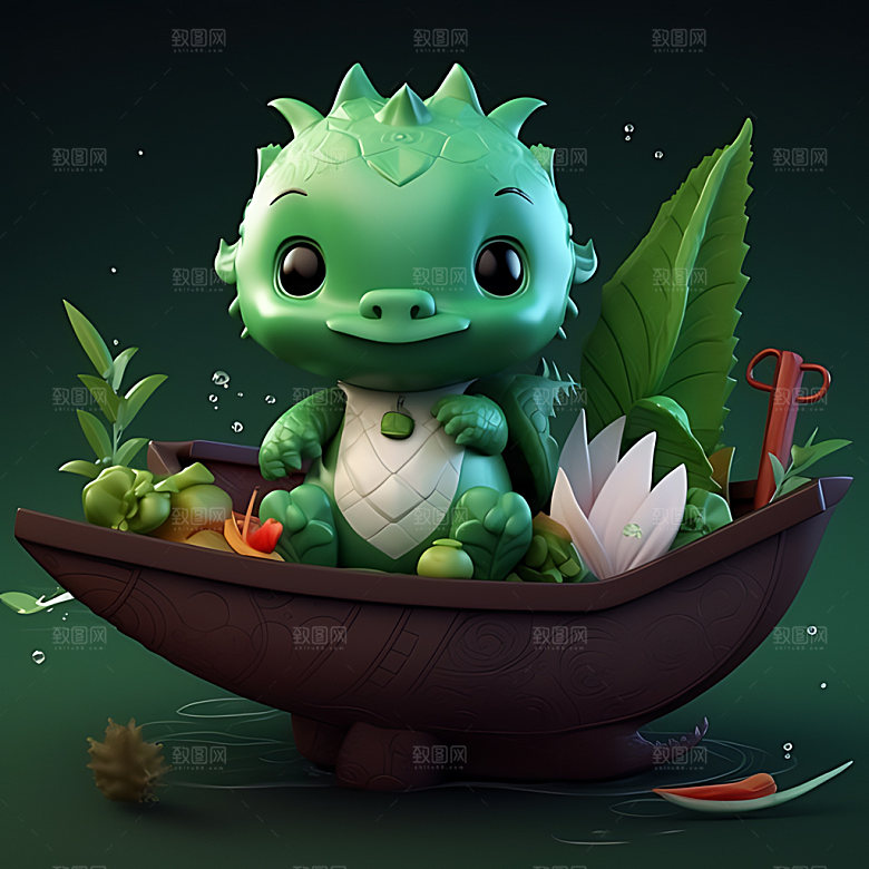 端午可爱3D龙舟模型
