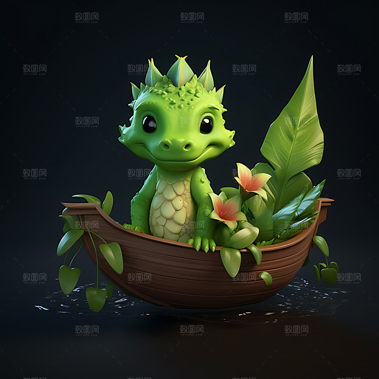端午卡通3D龙舟模型