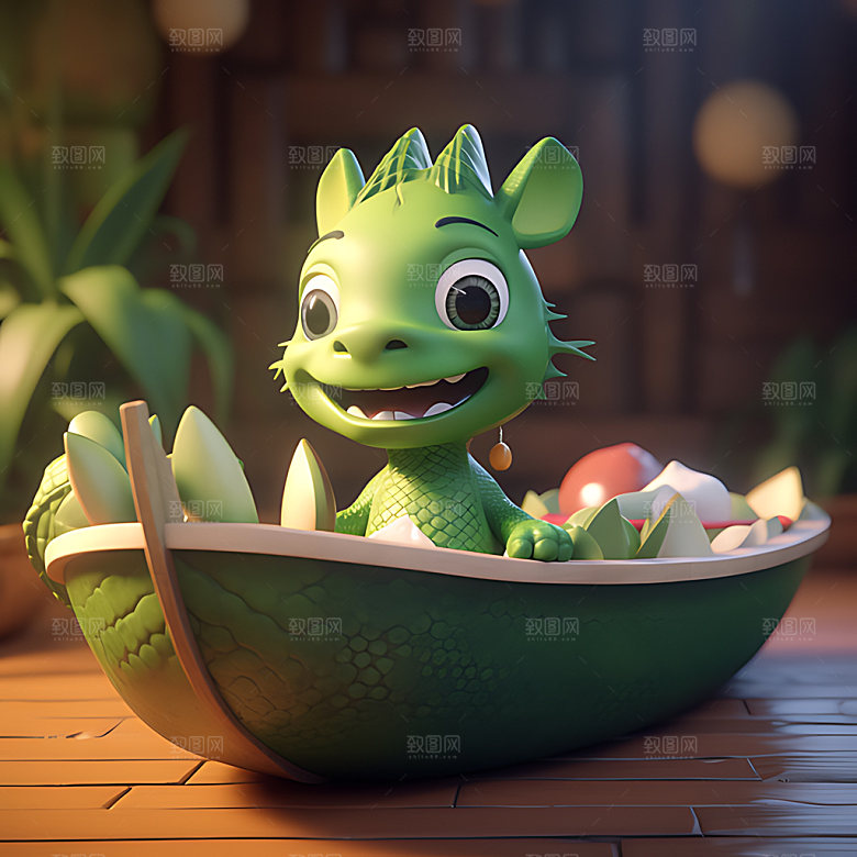 端午卡通3D龙舟模型