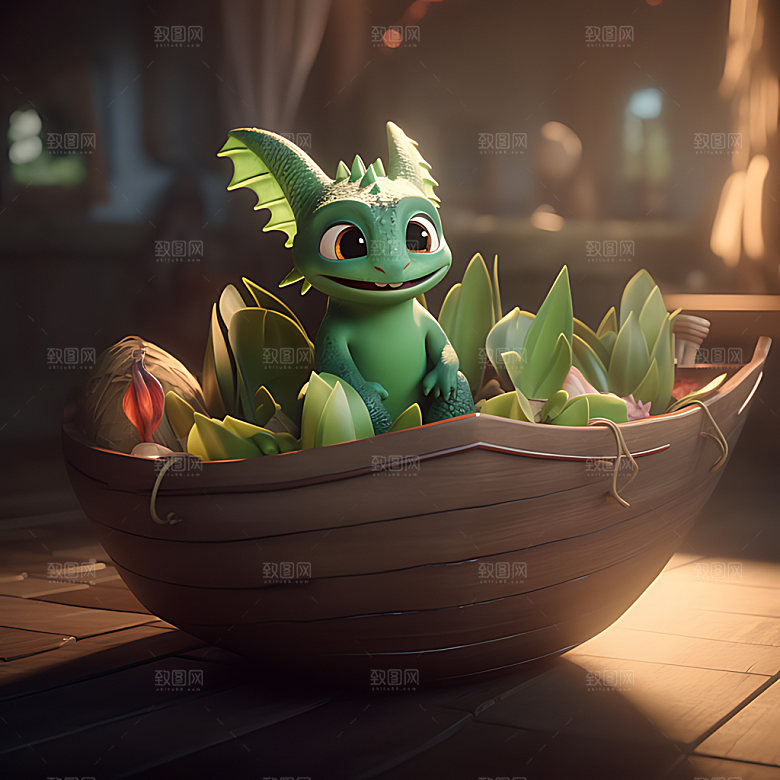 端午3D可爱龙舟模型