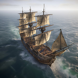 古代帆船航模航行模型