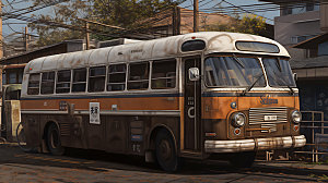 巴士客运复古模型