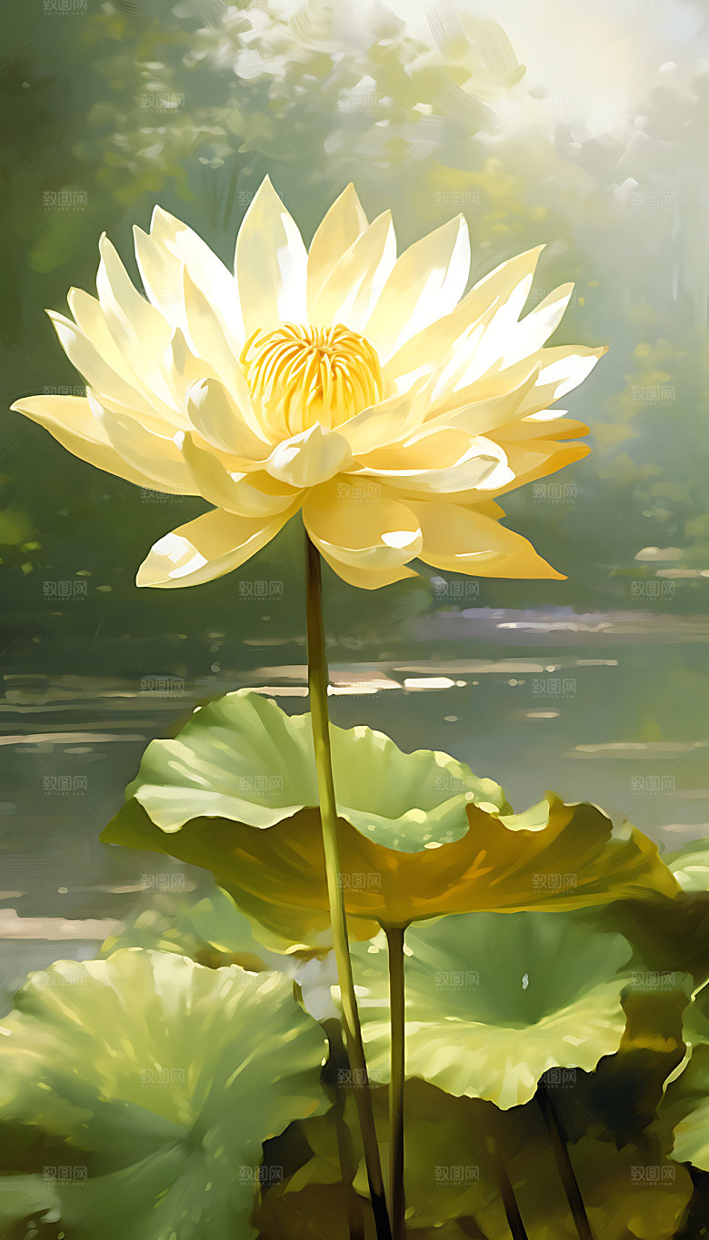 荷花高洁优雅油画