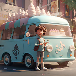 冰淇淋车儿童3D模型