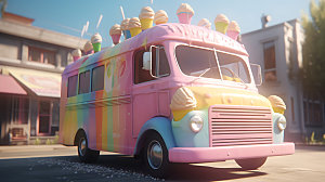 冰淇淋车3D卡通模型