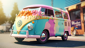 冰淇淋车彩色儿童模型