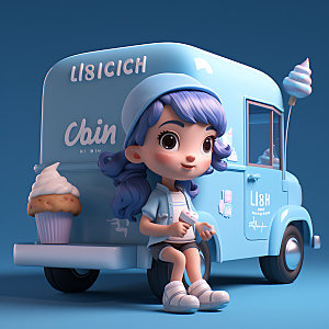 冰淇淋车儿童彩色模型