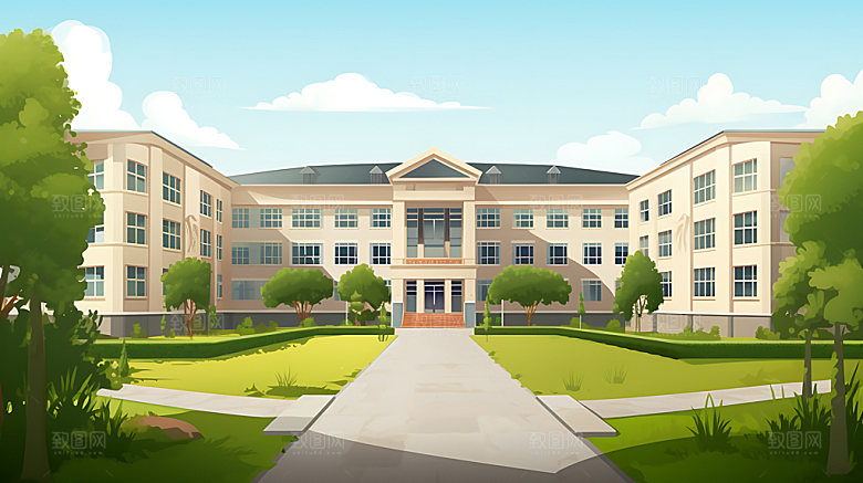校园手绘大学插画