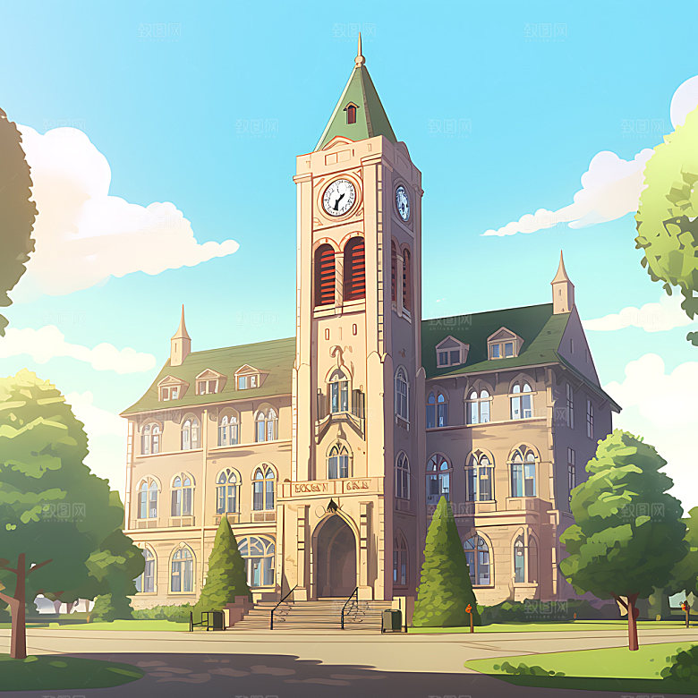 校园大学学校插画
