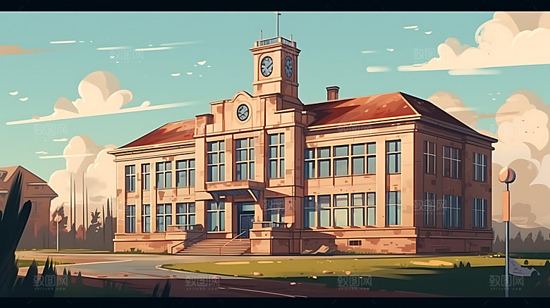 校园艺术大学插画