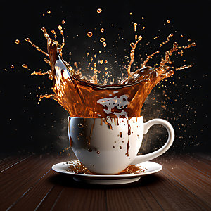 咖啡飞溅创意饮料摄影图