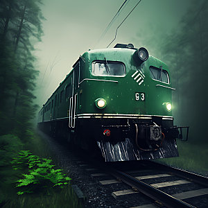 火车绿皮车铁路模型