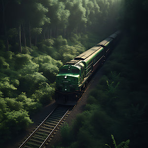 火车客运绿皮车模型