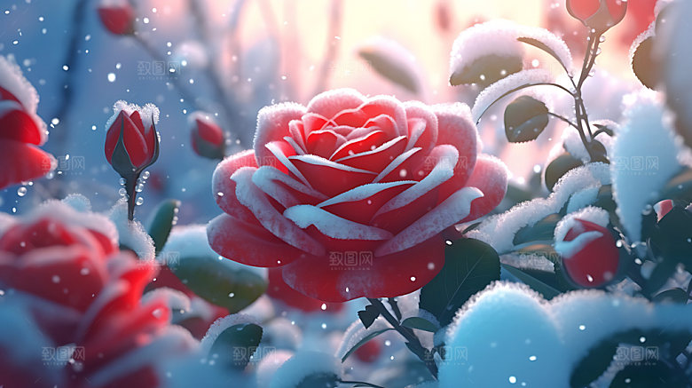 玫瑰花光感高清摄影图