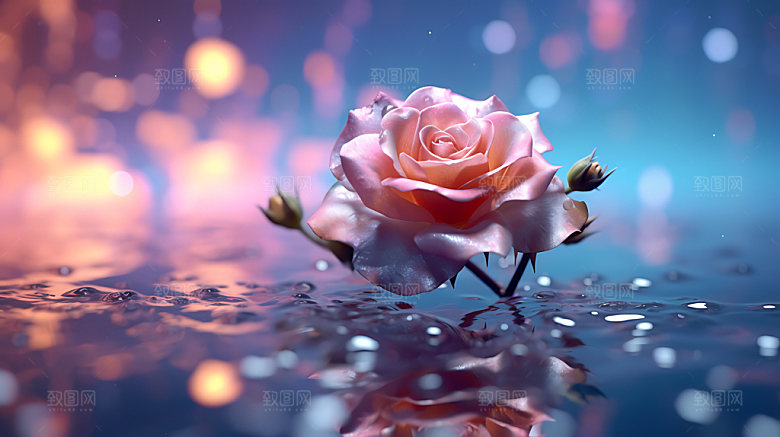 玫瑰花光感高清摄影图