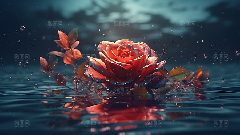 玫瑰花高清光感摄影图