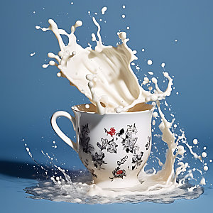 牛奶飞溅高清早餐摄影图