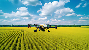 农业无人机科技喷洒摄影图