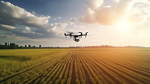 农业无人机科技农田摄影图