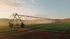 农业无人机喷洒农田摄影图