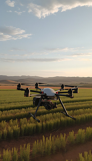 农业无人机喷洒耕作摄影图