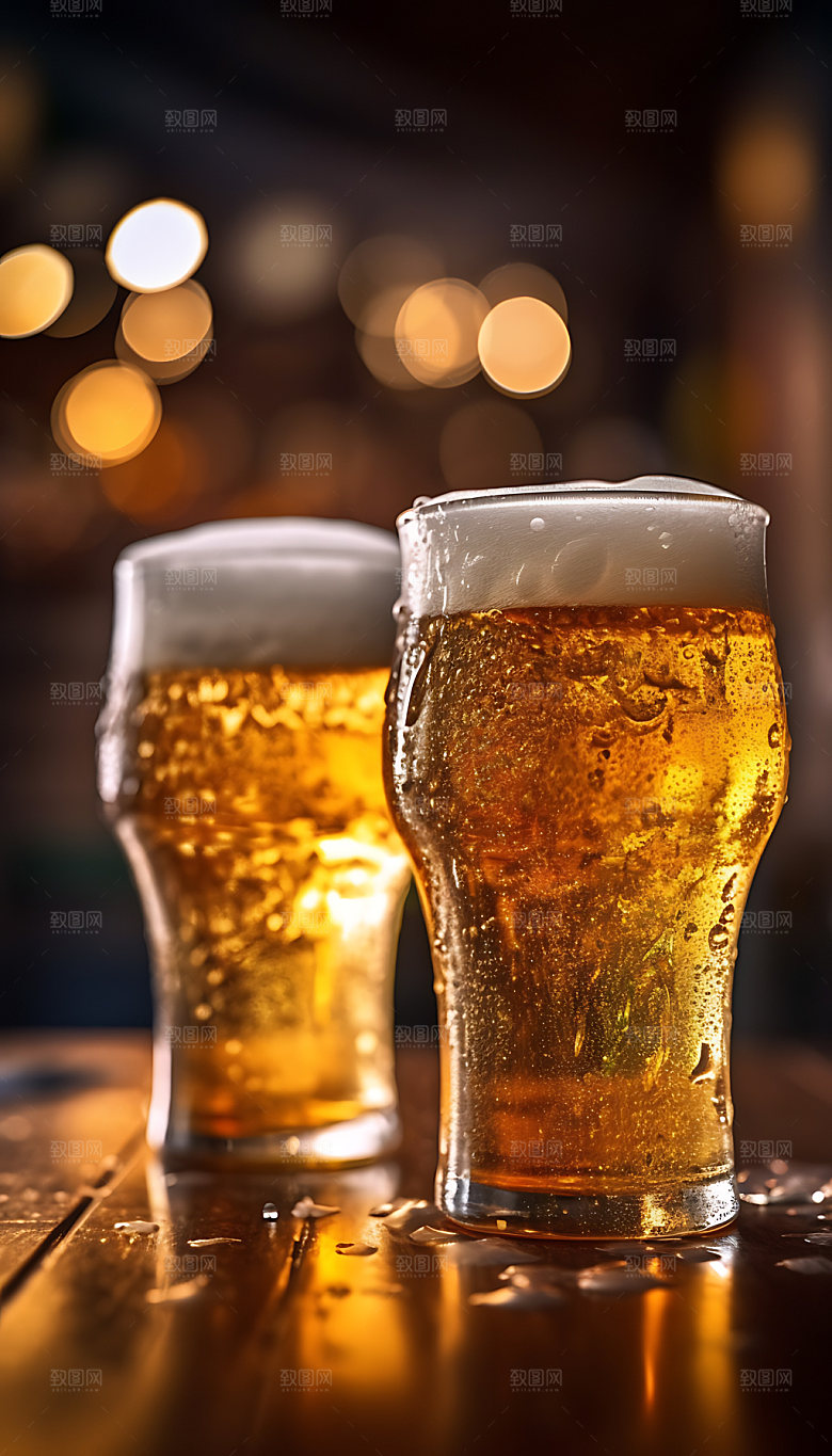 精酿啤酒冰爽美味摄影图