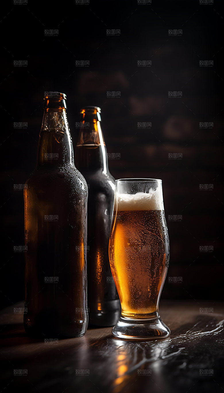 精酿啤酒特写劲爽摄影图