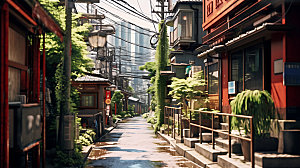 日系街道风光日本风光插画