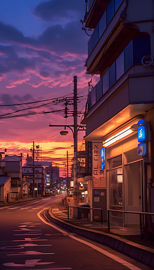 日系街道艺术日本旅游插画