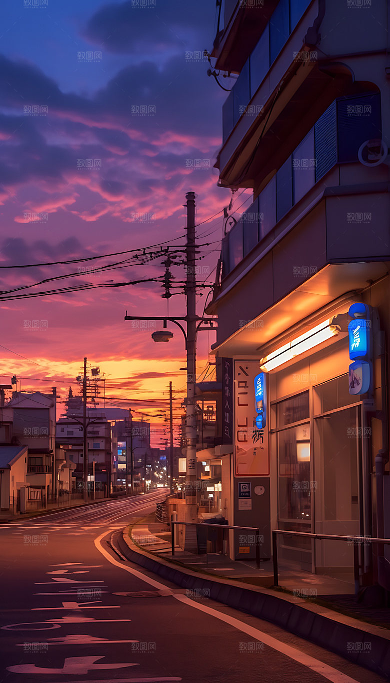 日系街道艺术日本旅游插画