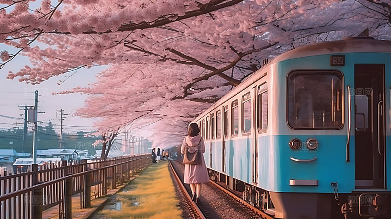 日系街道日本旅游风光插画