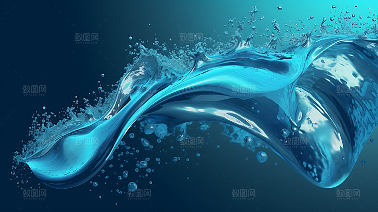 水花飞溅特写清新摄影图