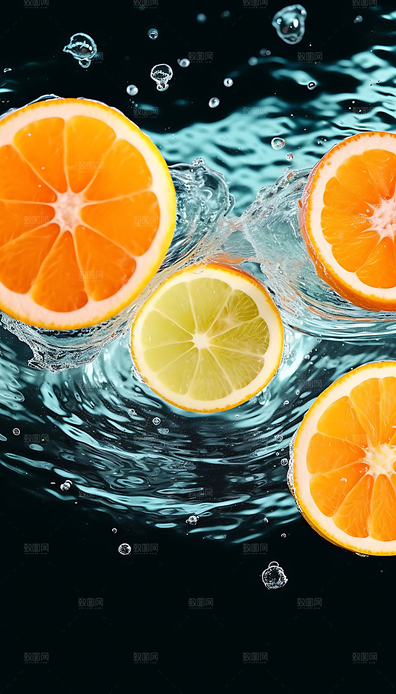 水中水果美食清新摄影图