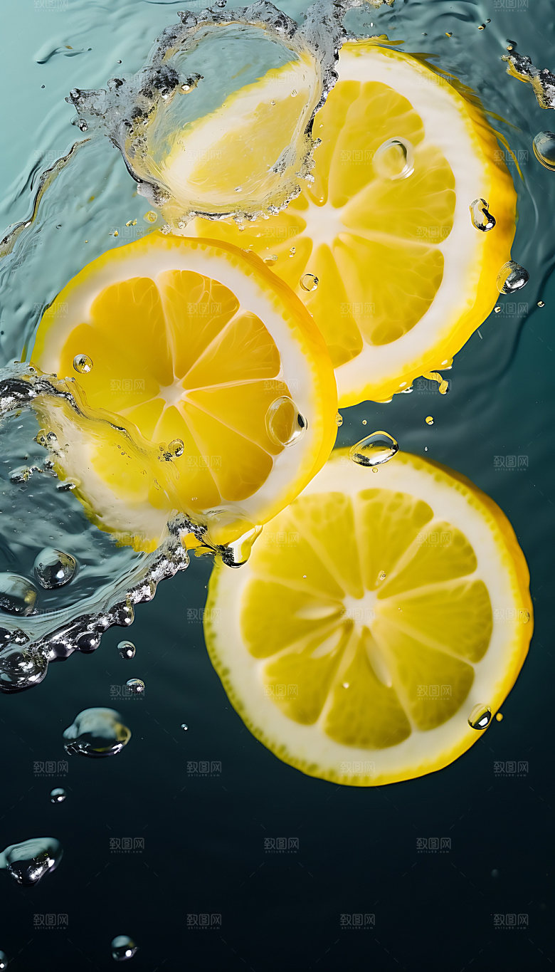 水中水果特写冰透摄影图