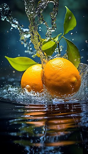 水中水果清新水润摄影图